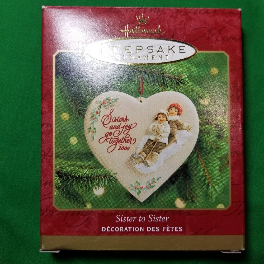 Hallmark Keepsake Ornament 2000 Sister to Sister Porcelain Heart Joy Together